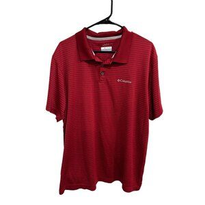 Columbia Mens Omni-Shade Polo Shirt Red Stripe Polyester Sz XL